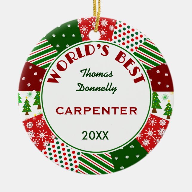 BÄST SNICKARE eller någon ockupation Julgransprydnad Keramik (Framsidan)