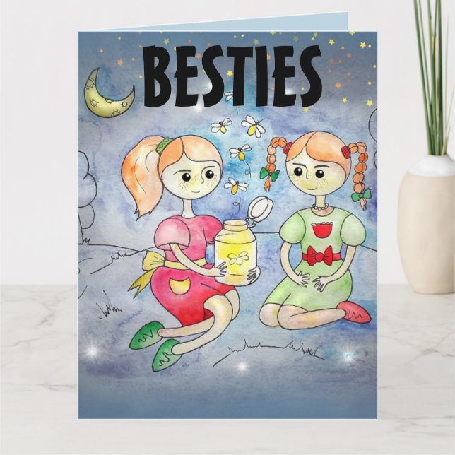 BÄST SOM LYSSNAR PÅ KRYP FIREFLIES FÖDELSEDAGSKORT KORT (Framsida)