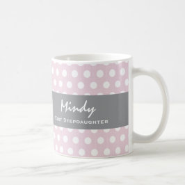 Bäst Stepdaughterrosa- och vitpolka dots V07 Kaffemugg