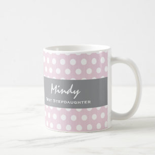 Bäst Stepdaughterrosa- och vitpolka dots V07 Kaffemugg