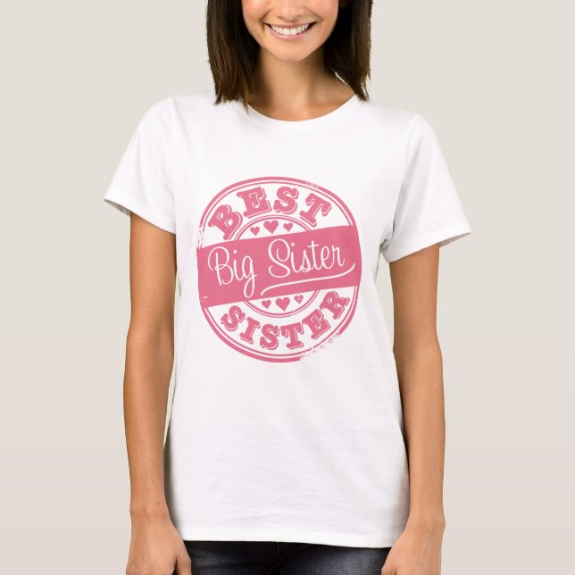 Bäst storasyster - effekt för rubber frimärke t-shirt (Framsida)
