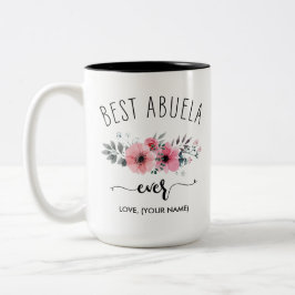 Bästa Abuela någonsin - (ditt namn) Rosa Bouquet M Två-Tonad Mugg