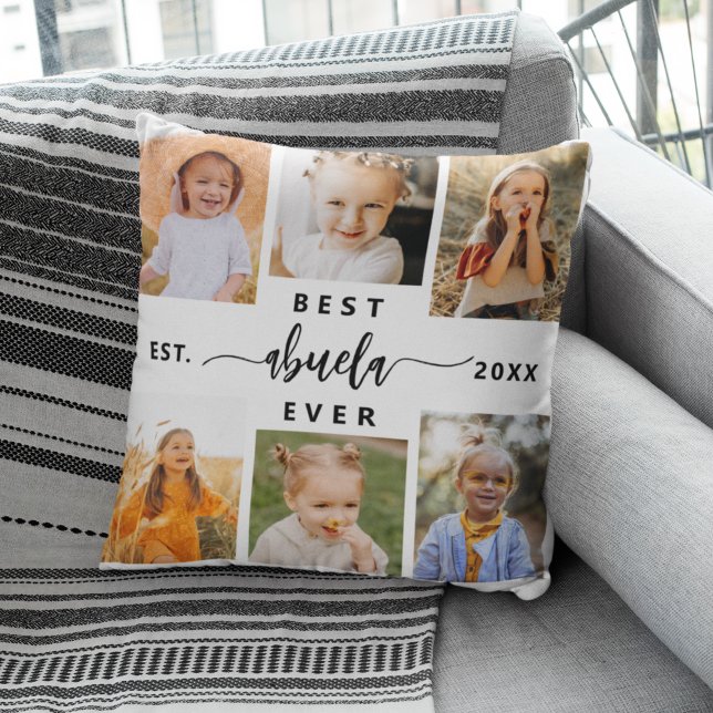 Bästa Abuela någonsin - Grandchildren Photo Collag Kudde (Skapare uppladdad)