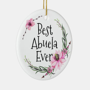 Bästa Abuela någonsin Skriv ut Boho-Blommigten jul Julgransprydnad Keramik
