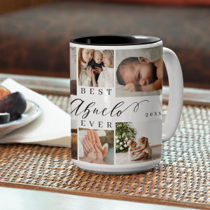 Bästa Abuelo någonsin Elegant Script 8-fotokollage Två-Tonad Mugg