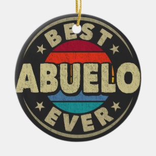 Bästa Abuelo någonsin Retro-Vintagen Spansk farfar Julgransprydnad Keramik