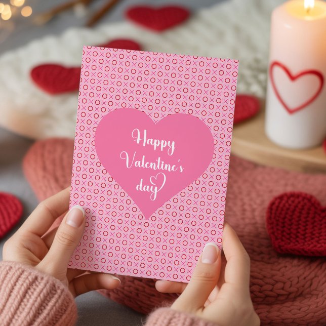 Bästa Alla Hjärtansdags-kort Rosa Hjärtan Romantis Julkort (Best Valentine’s Card Pink Hearts Romantic Design)