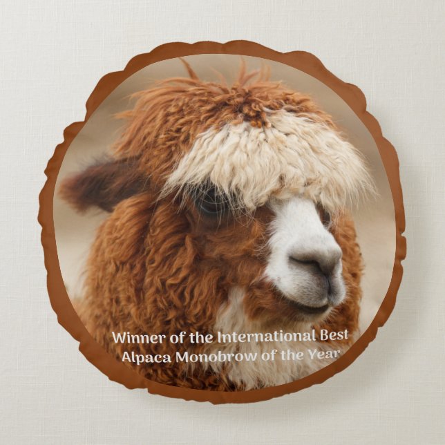 Bästa Alpaca Enbryn Rund Kudde (Framsidan)