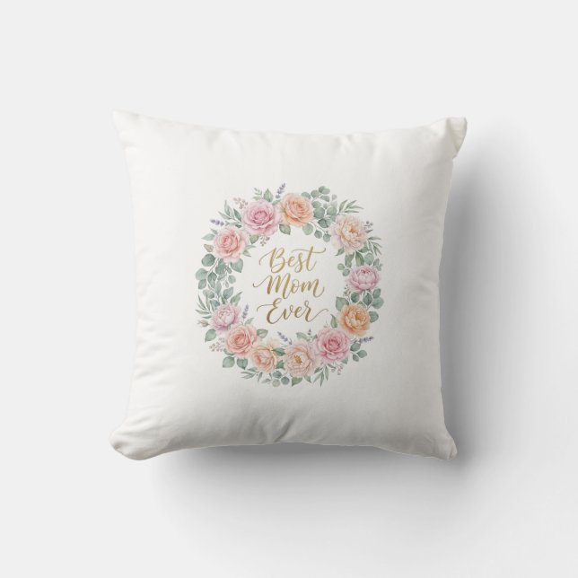 Bästa Ammi någonsin Pastell Färgad Blomsterkrans - Kudde (Framsida)