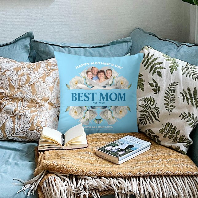 Bästa Anpassningsbar Photo Blommigt Mor's Day Gift Kudde (Skapare uppladdad)