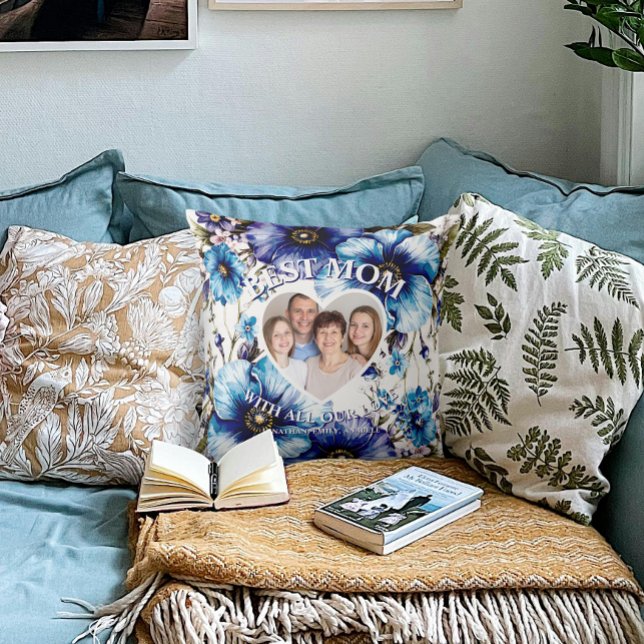 Bästa Anpassningsbar Photo Blommigt Mor's Day Gift Kudde (Skapare uppladdad)