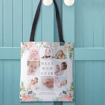 BÄSTA Anpassningsbarna MAMMA EVER 8 Photo Collage  Tygkasse<br><div class="desc">Skapa ett fotominne till väskan för BEST MAMMA EVER med hjälp av denna lättladdade fotosamlingsmall med 8 bilder accentuerad med vattenfärg rosa, vita blommor och blommor av färgad med ro och redigerbar grått-text efter ditt val av bakgrund färg. Utformningen dupliceras på båda sidor. ASSISTANS: Om du vill ha hjälp med...</div>