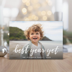 Bästa året än kalligrafifoto vit text julkort