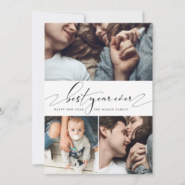 Bästa året av tre fotosamlingar - nytt årskort julkort (Framsida)