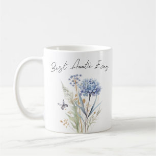 Bästa Auntie All blåa blommor-vattenfärg Kaffemugg