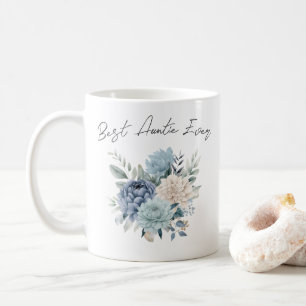 Bästa Auntie All blåa blommor-vattenfärg Kaffemugg