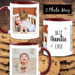 Bästa Auntie nånsin 2 Photo Collage White Mugg<br><div class="desc">Två större fotokollage är bäst än någonsin designmallen. Lätt att byta ut bilderna! Plocka bilder och använda anpassningsalternativen.</div>