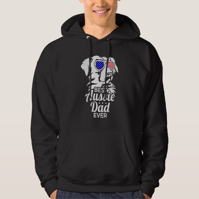 Bästa Aussie Pappa någonsin Australian shepherd Hoodie (Framsida)