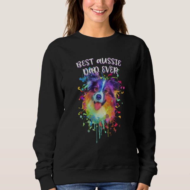 Bästa Aussie Pappa Någonsin Australian Shepherd Hu T Shirt (Framsida)