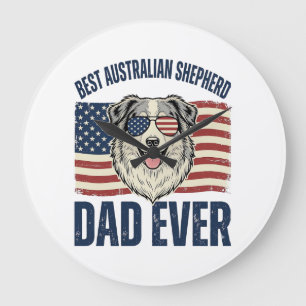 Bästa Australian Shepherd Pappa Någonsin Patriotis Stor Klocka