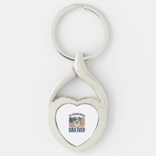 Bästa australian shepherd pappa någonsin patriotis twisted heart silverfärgad nyckelring