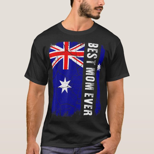 Bästa australiska Mamma Alleaustraliska Flagga Mor T Shirt (Framsida)