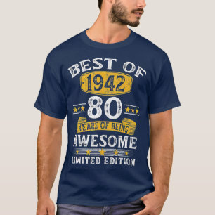 Bästa av 1942 80 års gamla gåvor 80:e födelsedagsg t shirt