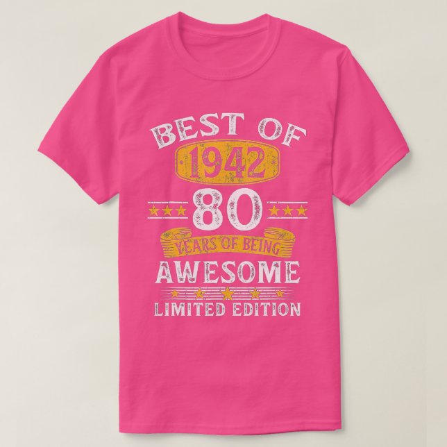 Bästa av 1942 80 års gamla gåvor 80:e födelsedagsg t shirt (Design framsida)