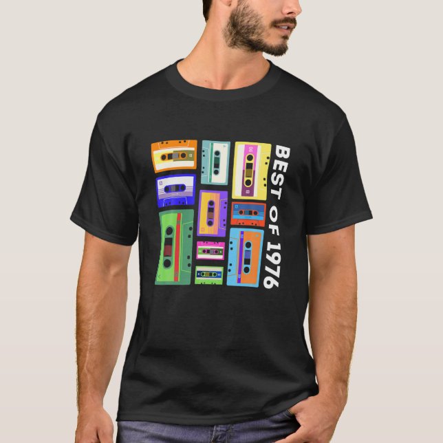 Bästa av 1976 Kassettbandsformat 90S Retro Mixtape T Shirt (Framsida)