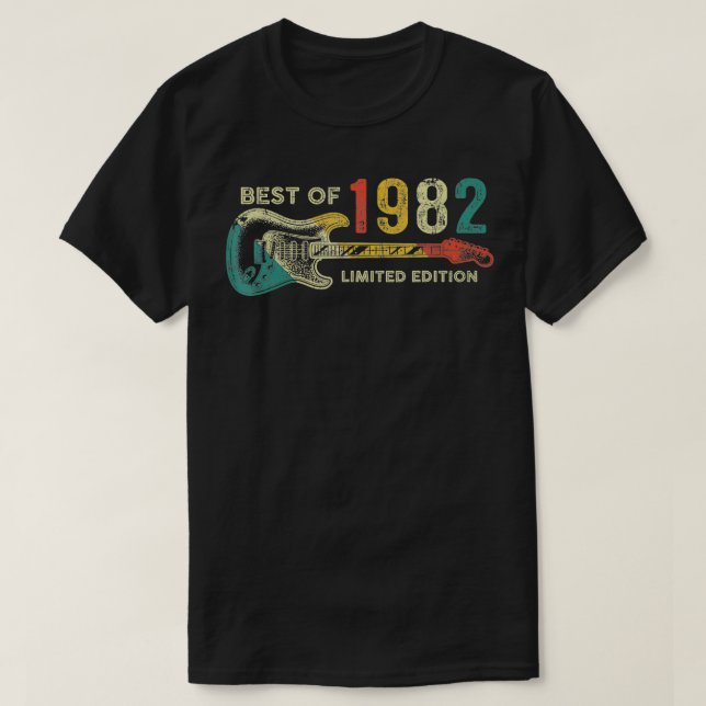 Bästa av 1982 års födelsedagsgåvor Guitar Player 4 T Shirt (Design framsida)