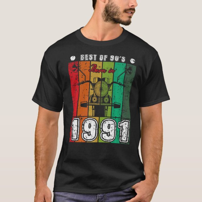 Bästa av 90:e födelsen 1991 Klassisk motorcykelföd T Shirt (Framsida)