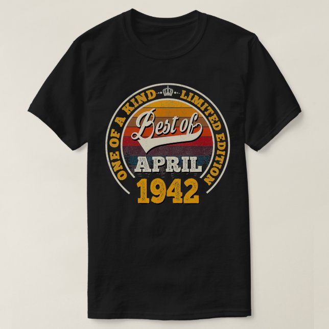 Bästa av april 1942, 80:e födelsedagsgåva i 80 år t shirt (Design framsida)