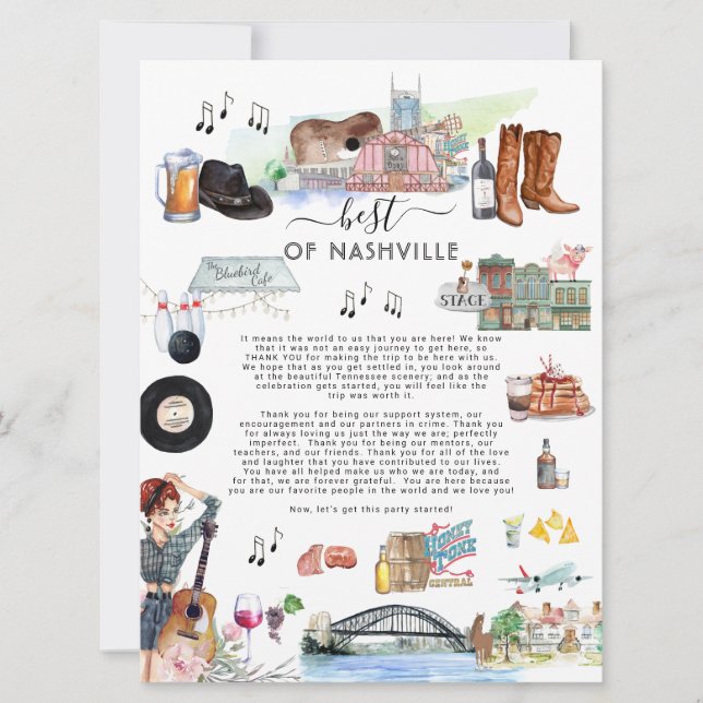 Bästa av Nashville | Bröllop Välkommen Brev Inbjudningar (Framsida)