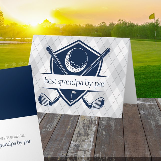 Bästa Av Par Personlig Navy Golf Folding Present Kort (Golf Best by Par Best in the Game Folding Gift Greeting Card for Him or Her)
