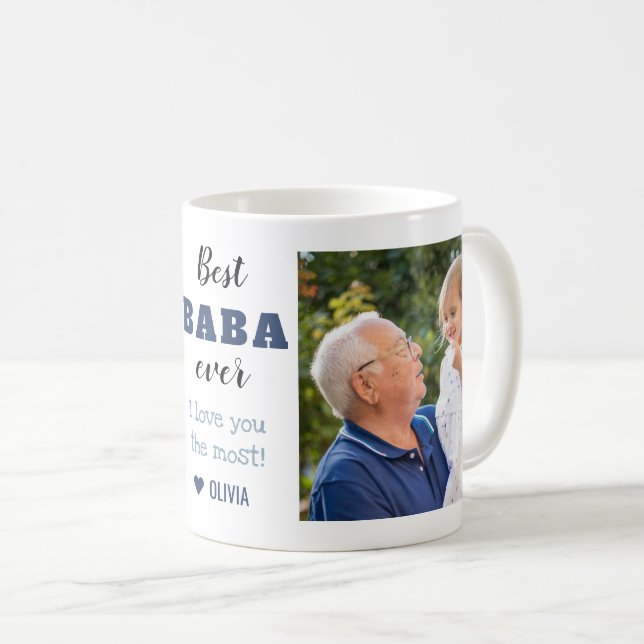 Bästa Baba Aldrig Grandpa Kärlek You 2 Photo Colla Kaffemugg (Framsida höger)