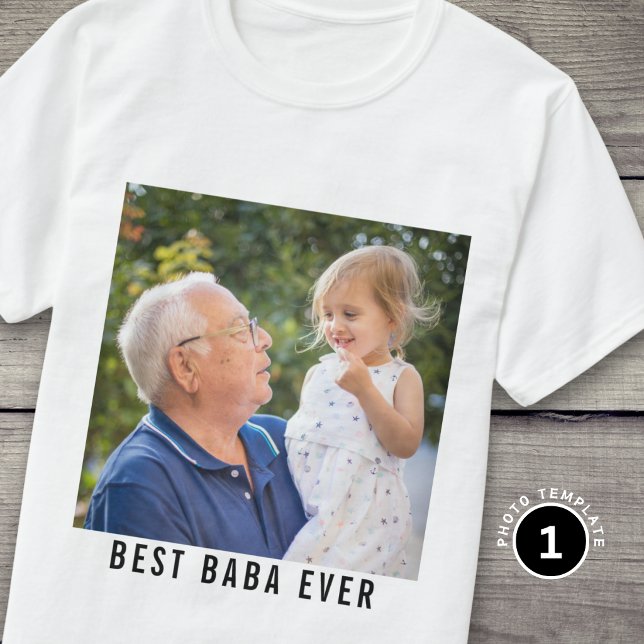 Bästa Baba Någonsin Farfar Och Barnbarn Foto    T Shirt (Skapare uppladdad)