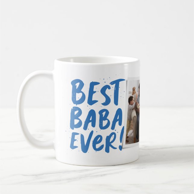 Bästa Baba Någonsin modern fotoblå Fars Dag Kaffemugg (Vänster)