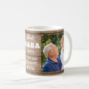 Bästa Baba nånsin Grandpa 2 Photo Collage Rustic Kaffemugg