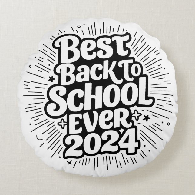 Bästa Back to school någonsin 2024-design Rund Kudde (Framsidan)