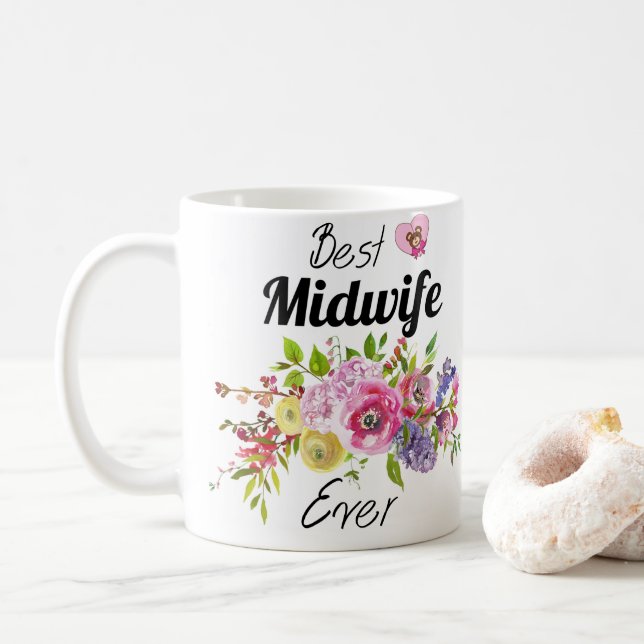 Bästa barnmorskan någonsin - barnmorskans uppskatt kaffemugg (Med munk)