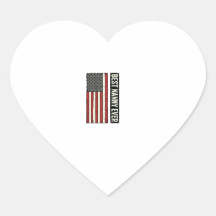 Bästa barnvakt någonsin Patriotisk vintage flagga Hjärtformat Klistermärke