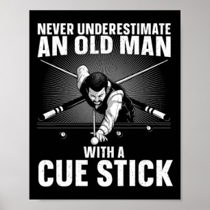 Bästa Bassäng Art För manar Grandpa Billiard Playe Poster