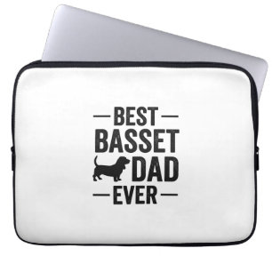 Bästa Basset Pappa Någonsin Vintage Gravyr Hund Tr Laptop Fodral