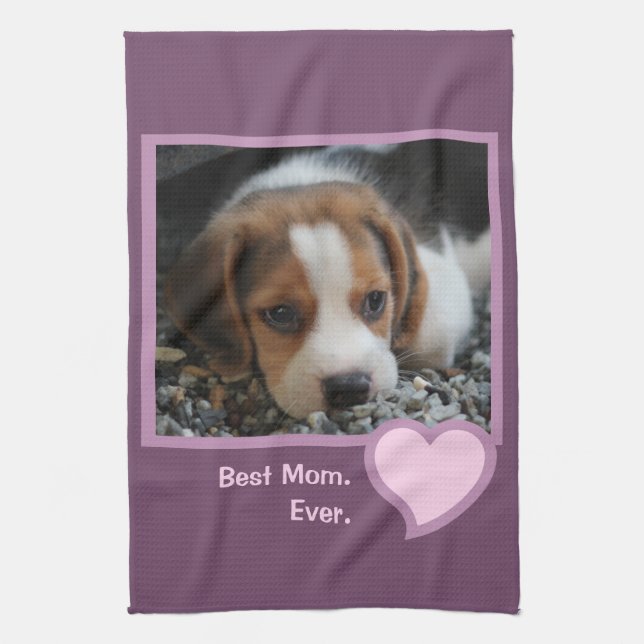 Bästa Beagle Mamma någonsin Rosa Text Pet Hund Pho Kökshandduk (Vertikal)