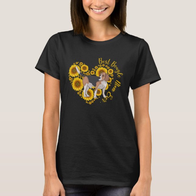 Bästa Beagle Mamma Solros Heart-Mor-dagen T Shirt (Framsida)