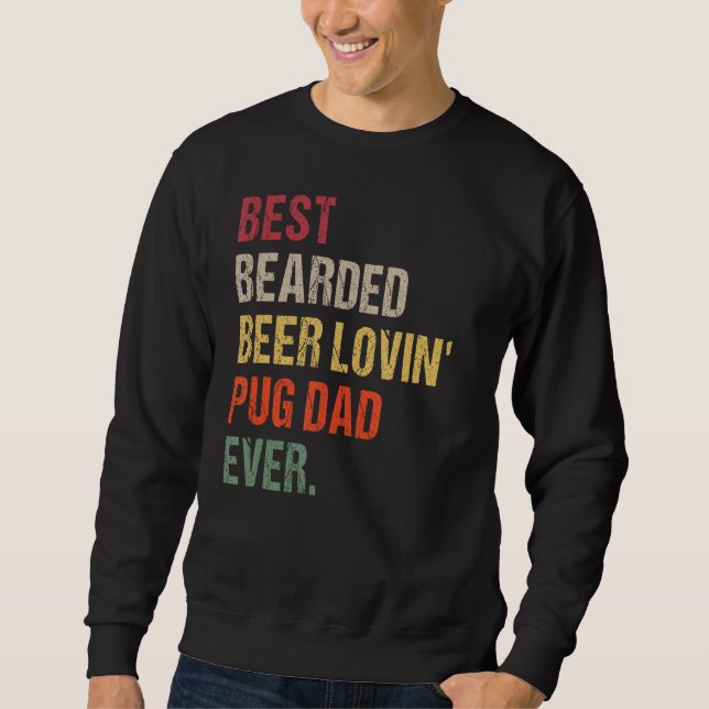 Bästa Beer Lovin'Pug Pappa någonsin Lång Ärmad Tröja (Framsida)