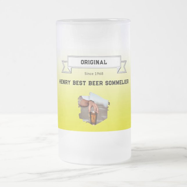 Bästa Beer Sommelier Gult Vit övertoning och foto Frostat Ölglas (Center)