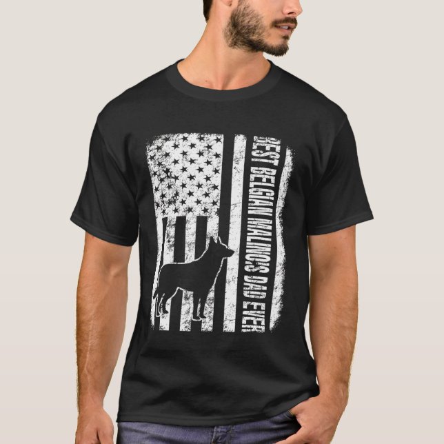 Bästa belgiska Malinois Pappa någonsin American Fl T Shirt (Framsida)