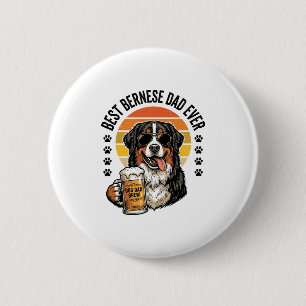 Bästa Bernese Pappa Någonsin Vintage Hund Öl Shirt Knapp