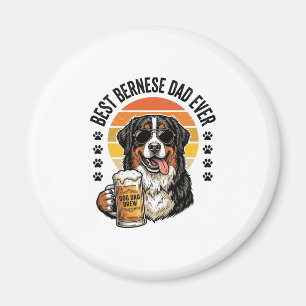 Bästa Bernese Pappa Någonsin Vintage Hund Öl Shirt Magnet
